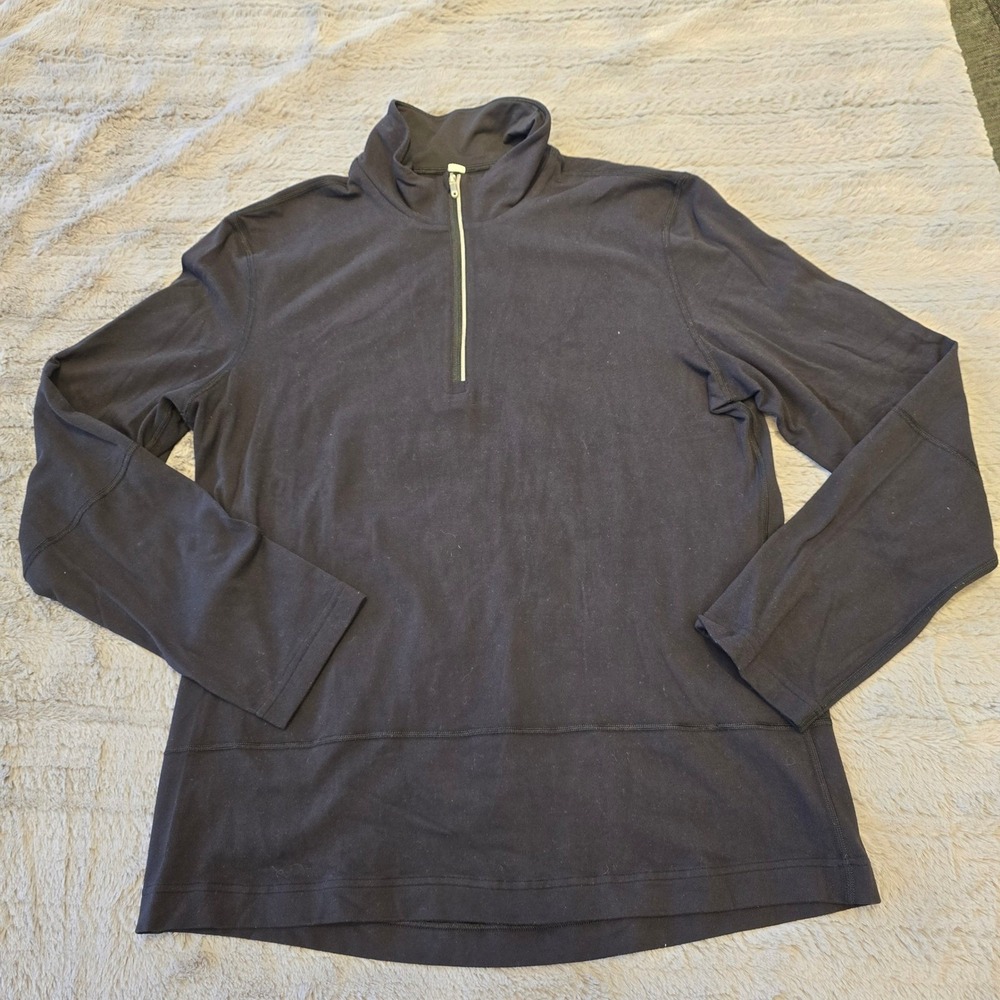 Lululemon Mens Quarter Zip Pullover Long Sleeve Shirt Black Mock Neck Medium‎ - Picture 2 of 5